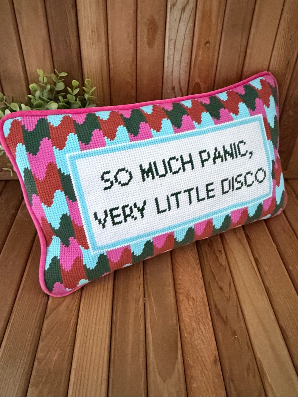 Furbish Studio ‘So Much Panic,Very Little Disco’ Needlepoint Lumbar Throw Pillow